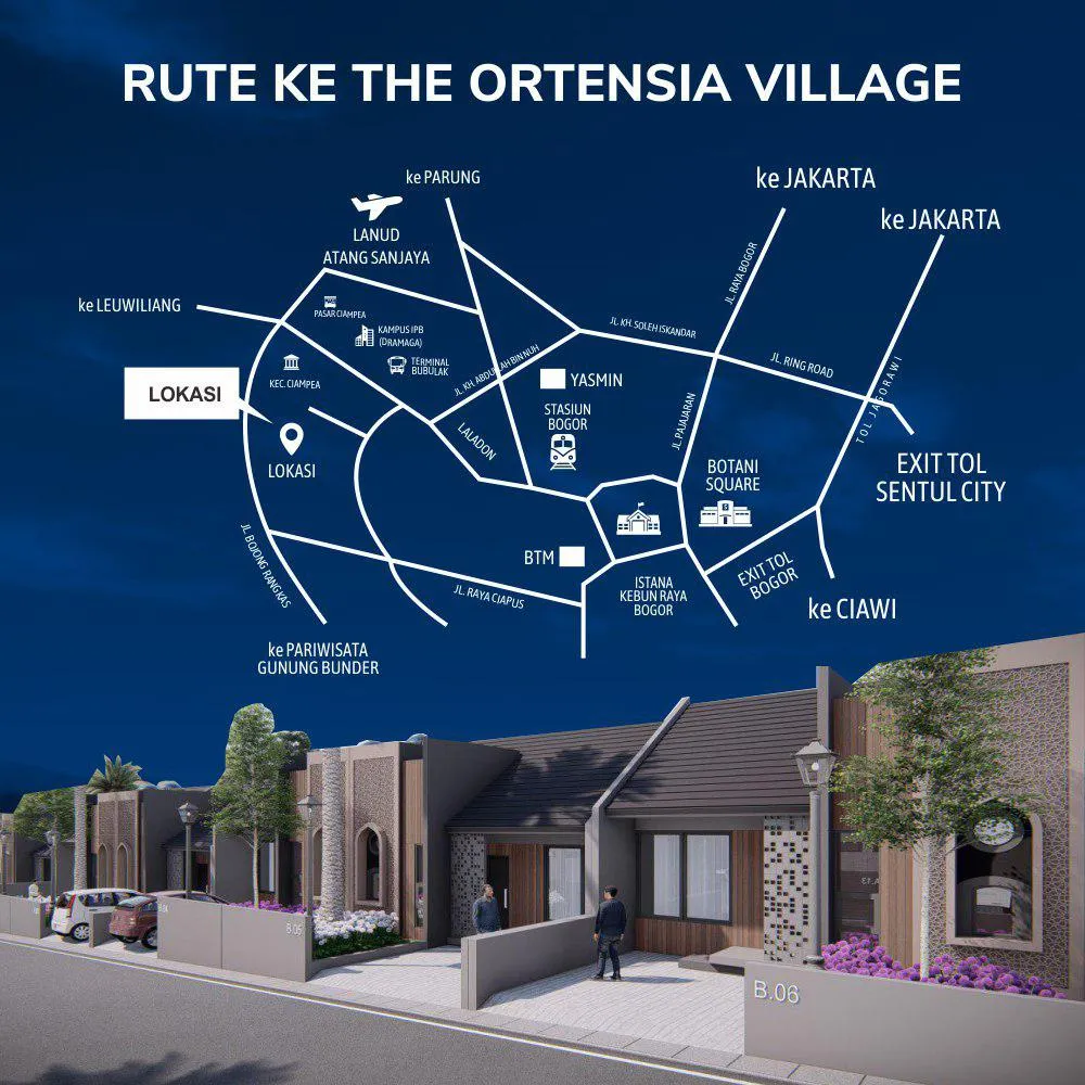 Hunian Syariah di Pedesaan Berkonsep Wisata Taman Bunga - The Ortensia Village 1 rute hunian pedesaan the ortensia village