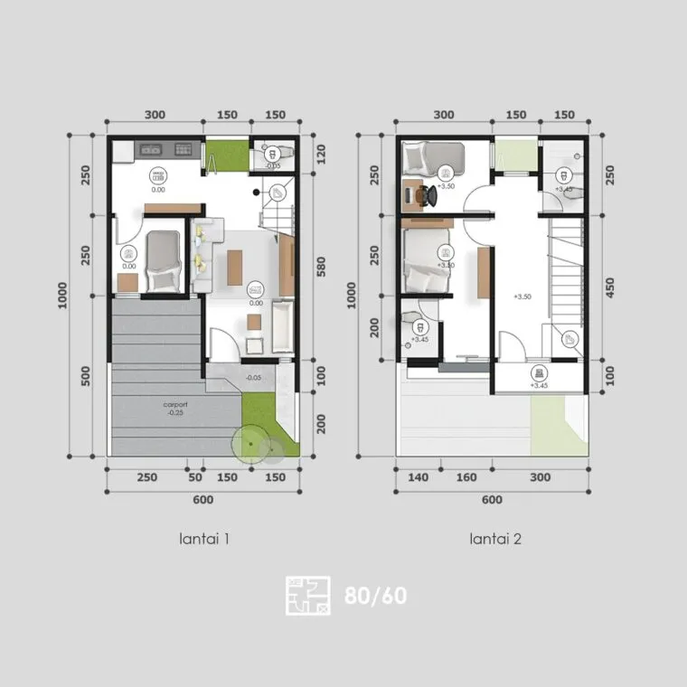 Rumah Syariah Banjar Patroman Zahwa Residence Hadirkan Unit 2 Lantai 3 denah type 80 zahwa residence